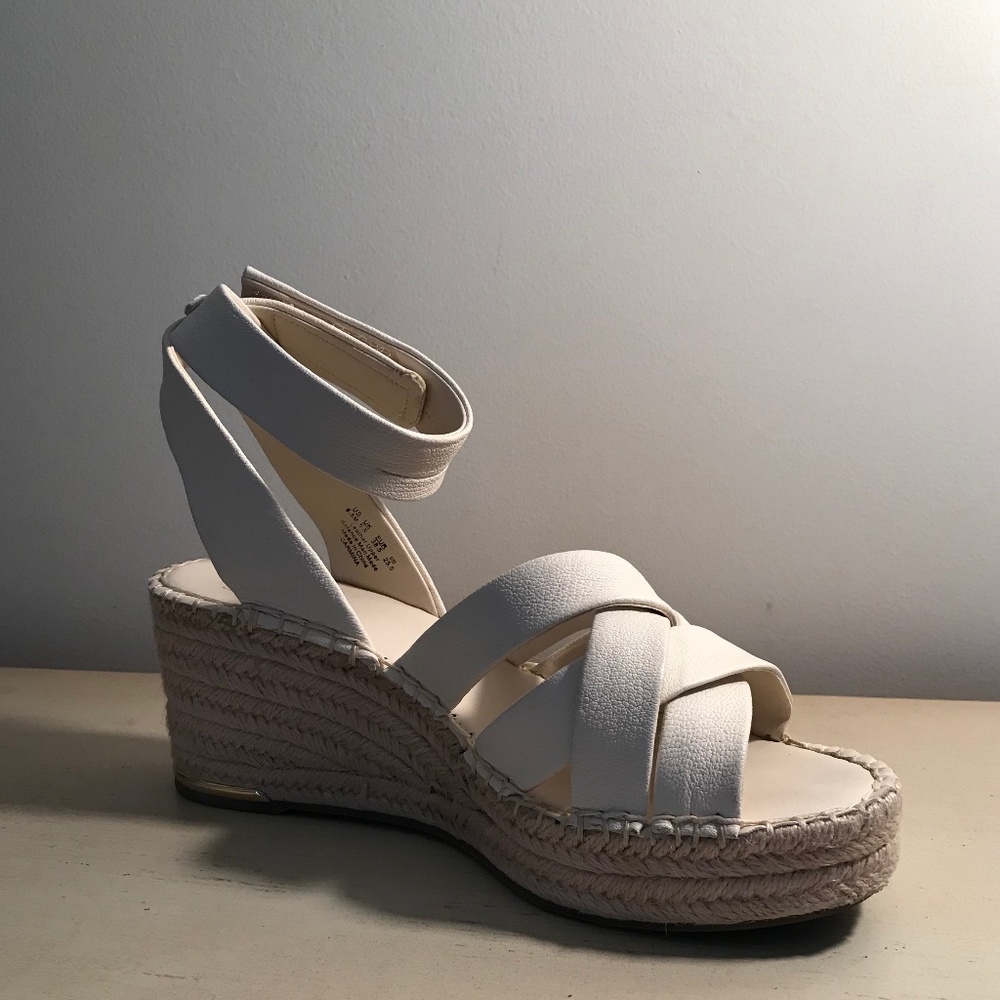FRANCO SARTO WEDGE LEATHER ESPADRILLE SANDALS